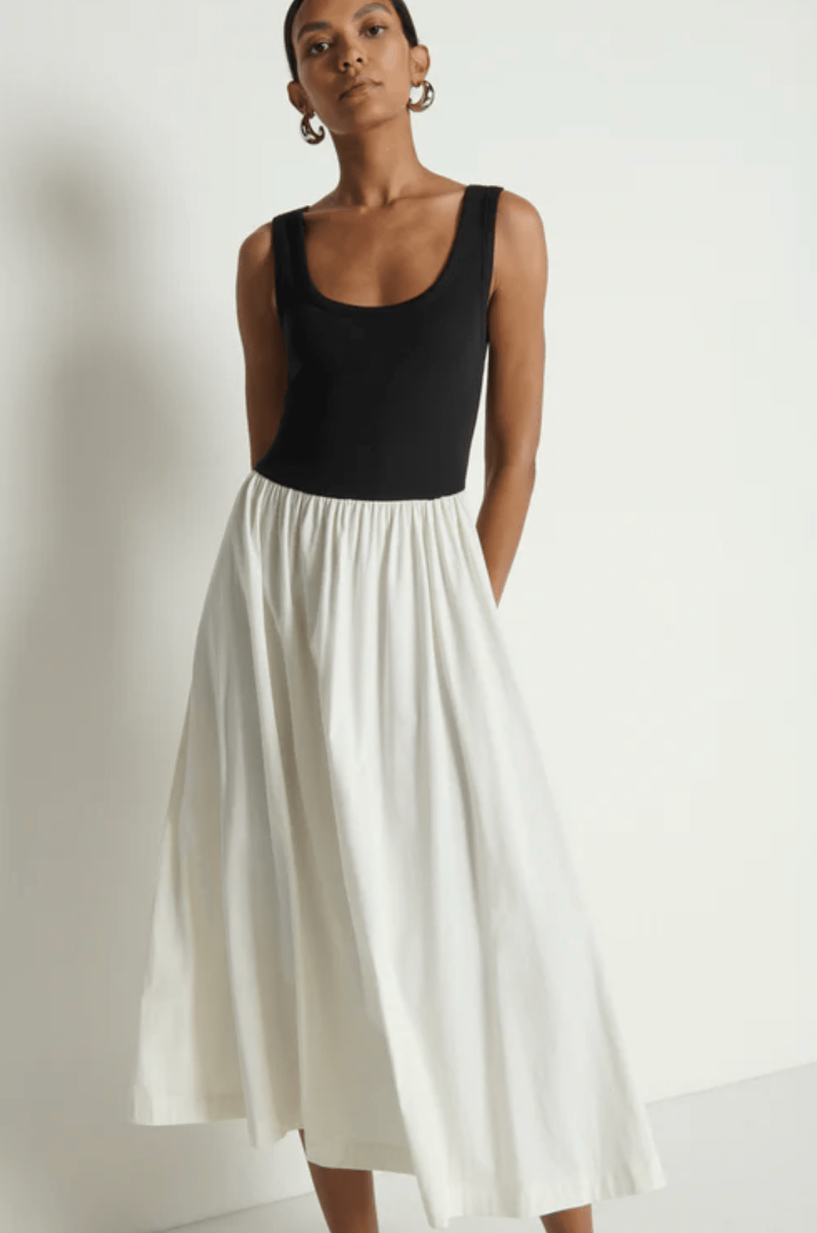 Porcelain Color Block Karla Midi Dress - Amor Lafayette