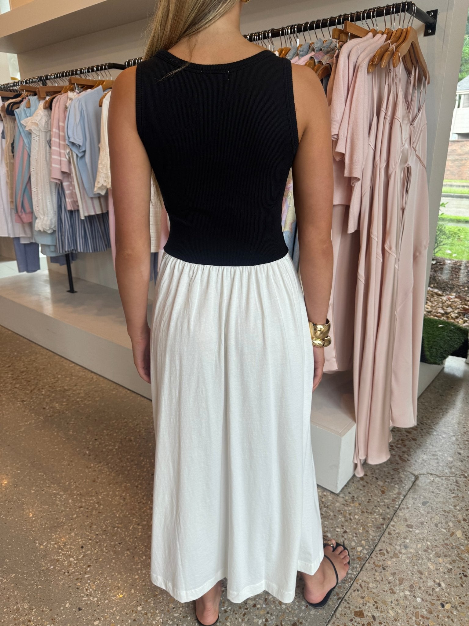 Porcelain Color Block Karla Midi Dress - Amor Lafayette