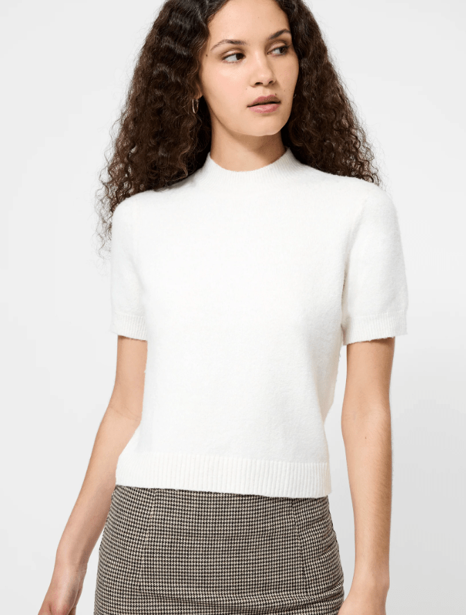 Porcelain Cream Vhari Knit Mock Neck Top - Amor Lafayette