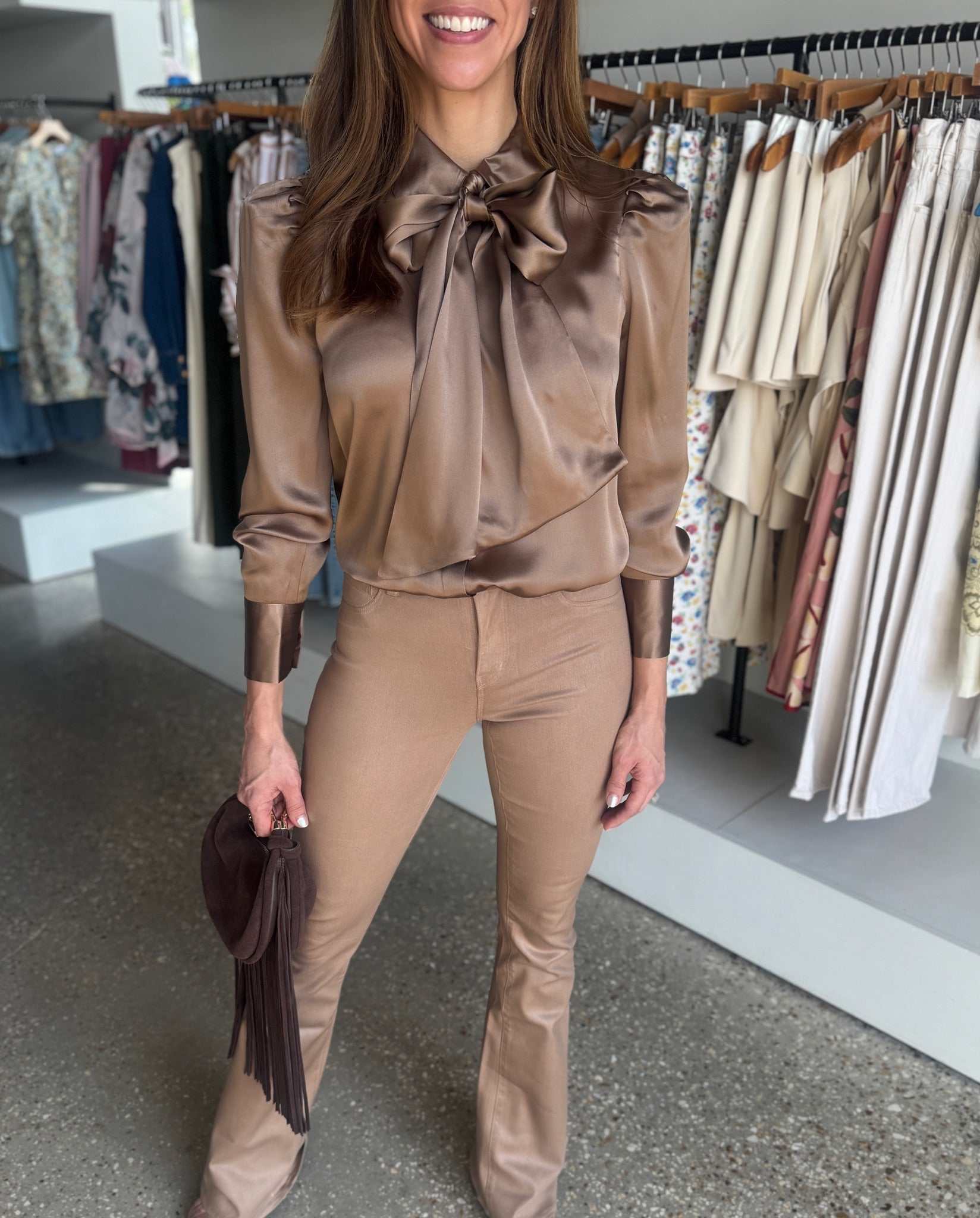 Portabella Honey Tie Neck Blouse - Amor Lafayette