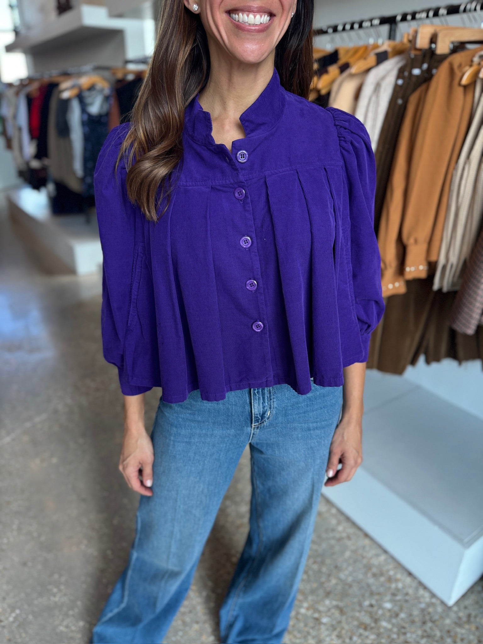 Purple Jade Corduroy Top - Amor Lafayette