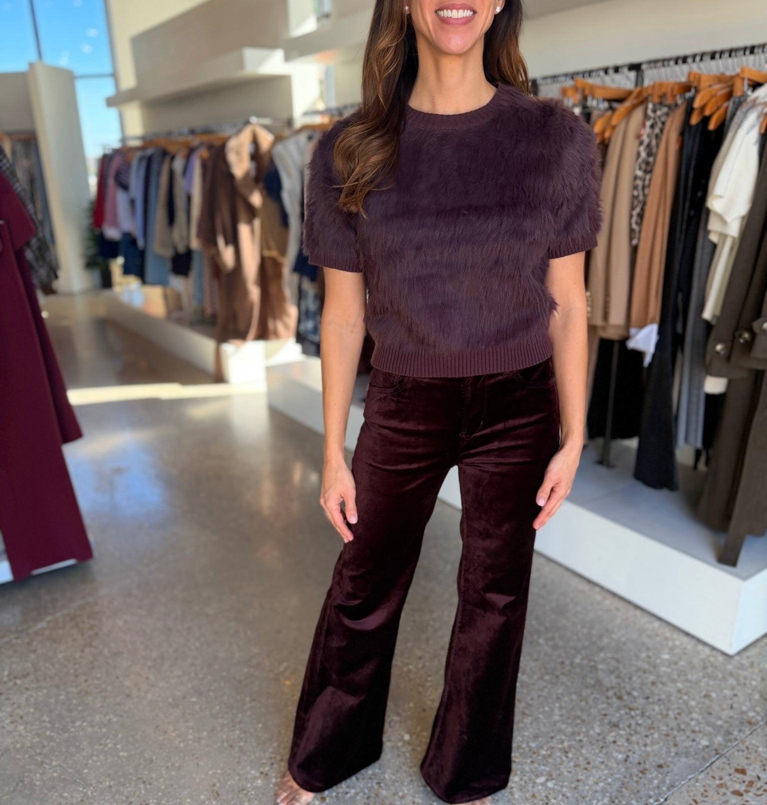 Raisin Brushed Crewneck - Amor Lafayette