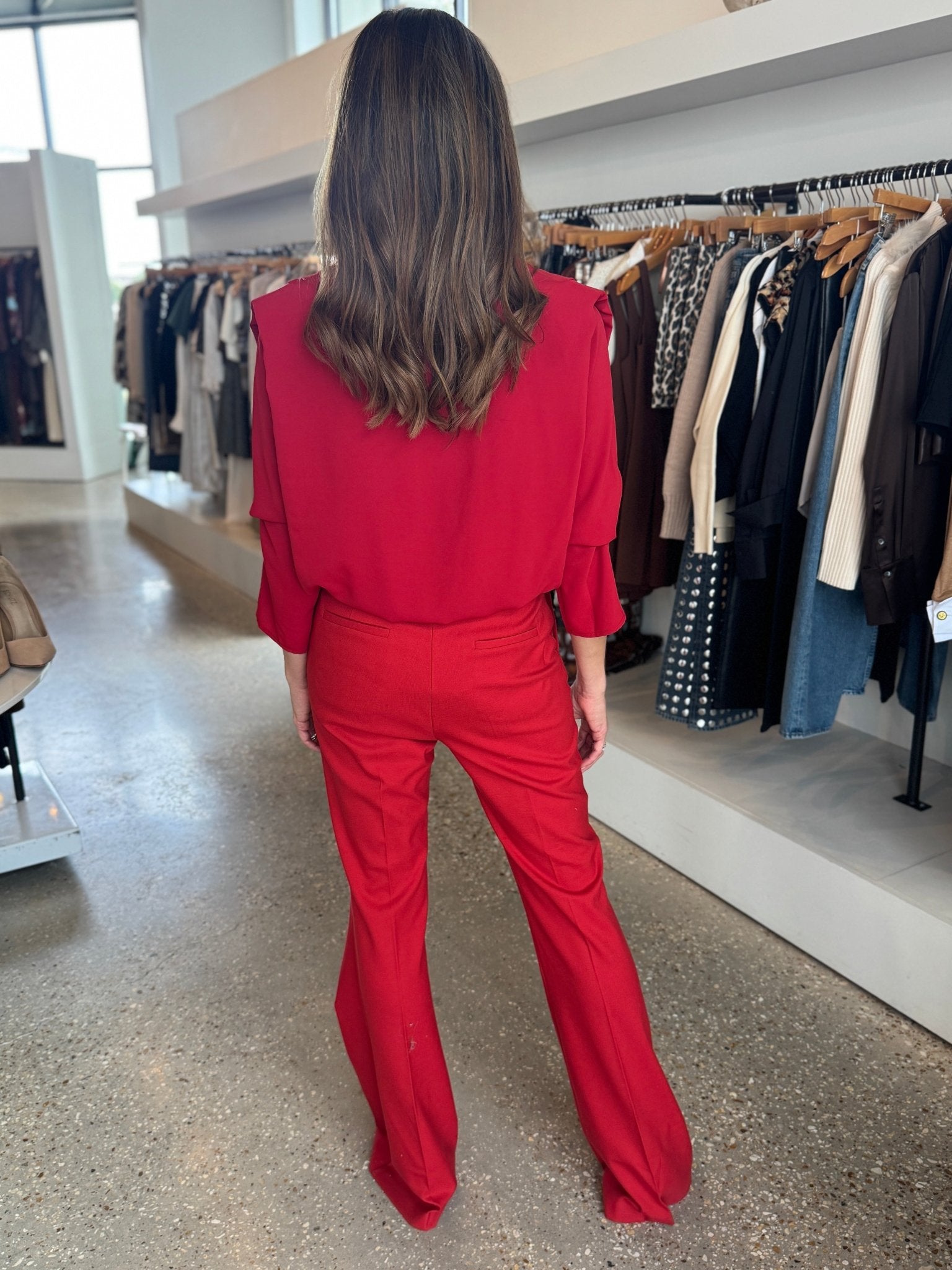 Red Sandy Blouse Bodysuit - Amor Lafayette