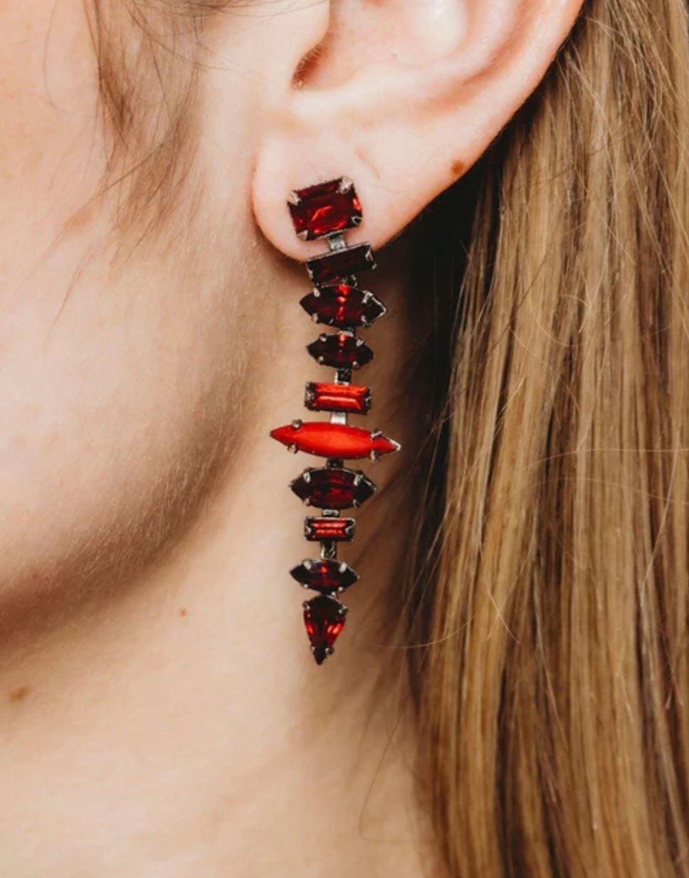 Red Starla Earrings - Amor Lafayette