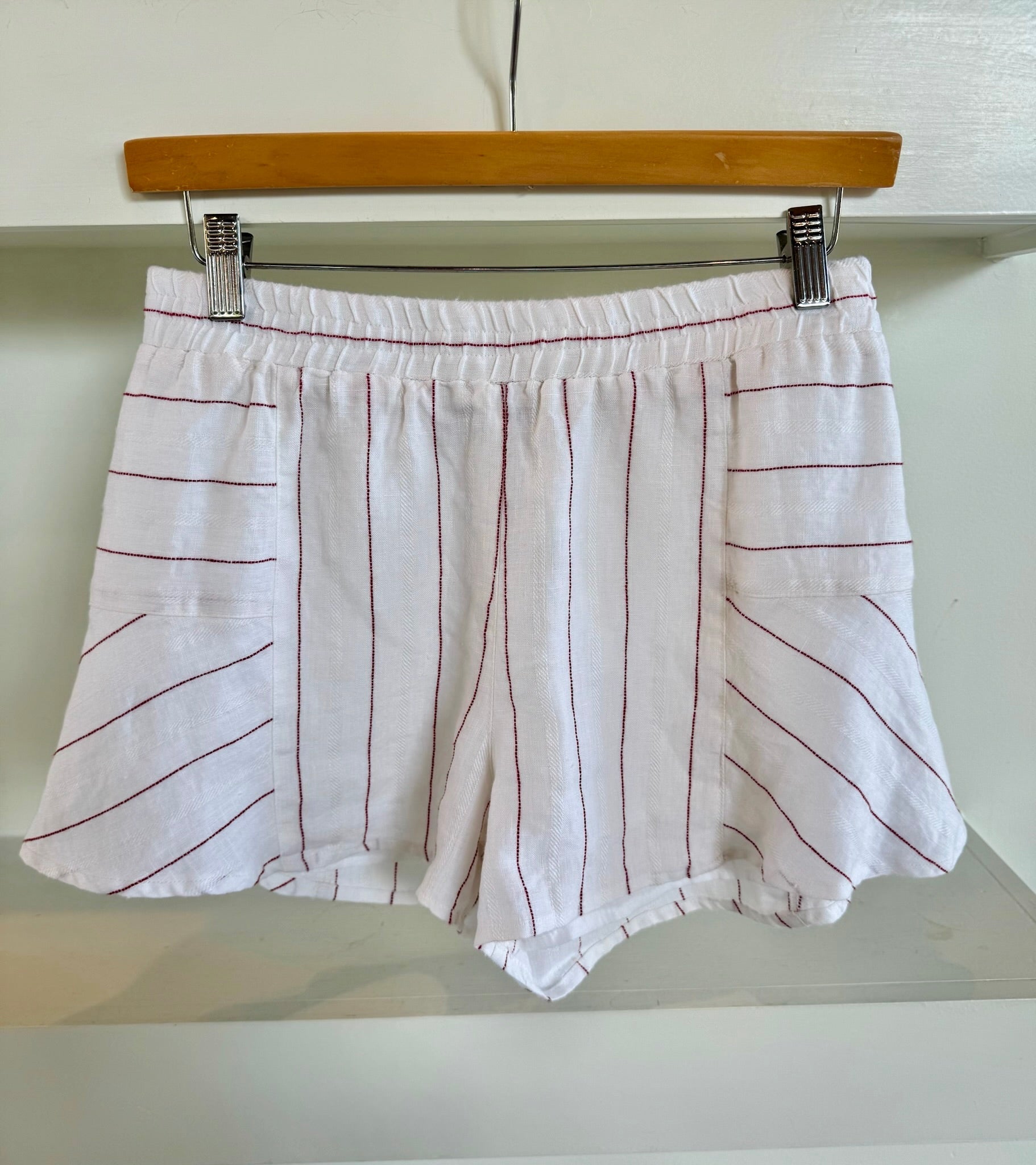 Red Stripe Linen Shorts - Amor Lafayette