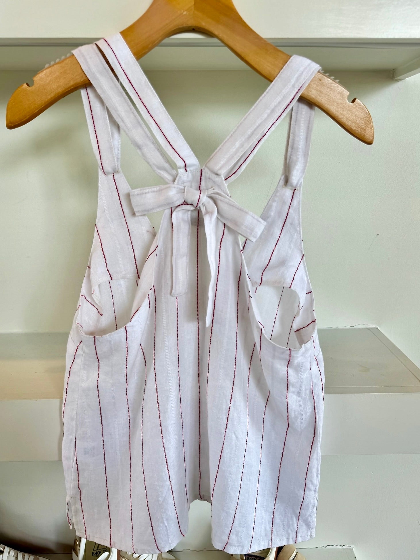 Red Stripe Linen Tie Back Tank - Amor Lafayette
