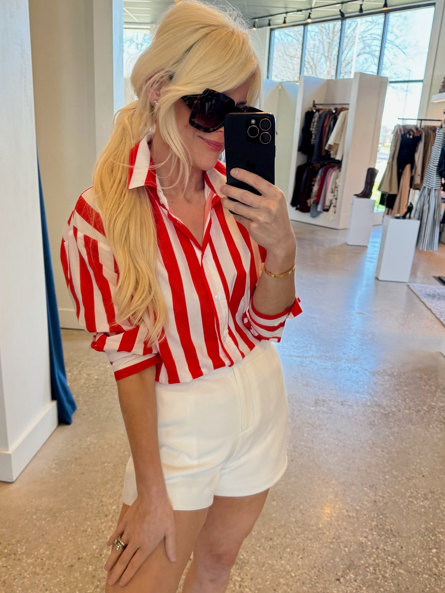 Red Striped Vicenzo Shirt - Amor Lafayette