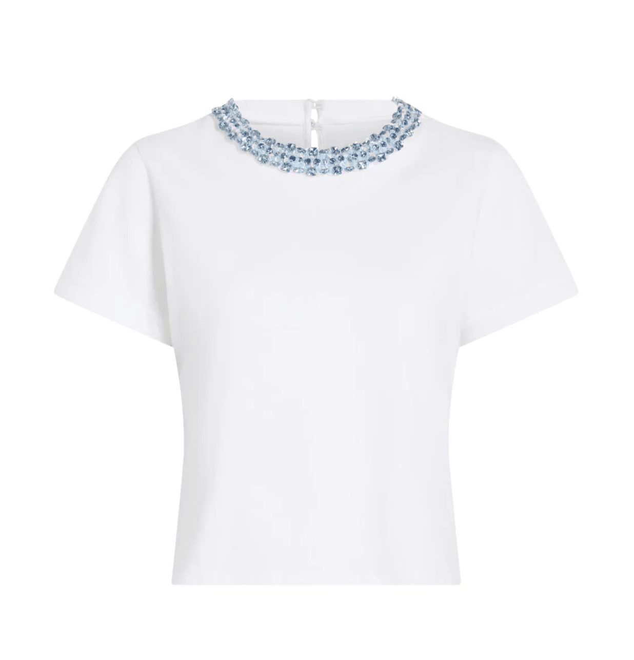rhinestone border shrunken tee - Amor Lafayette