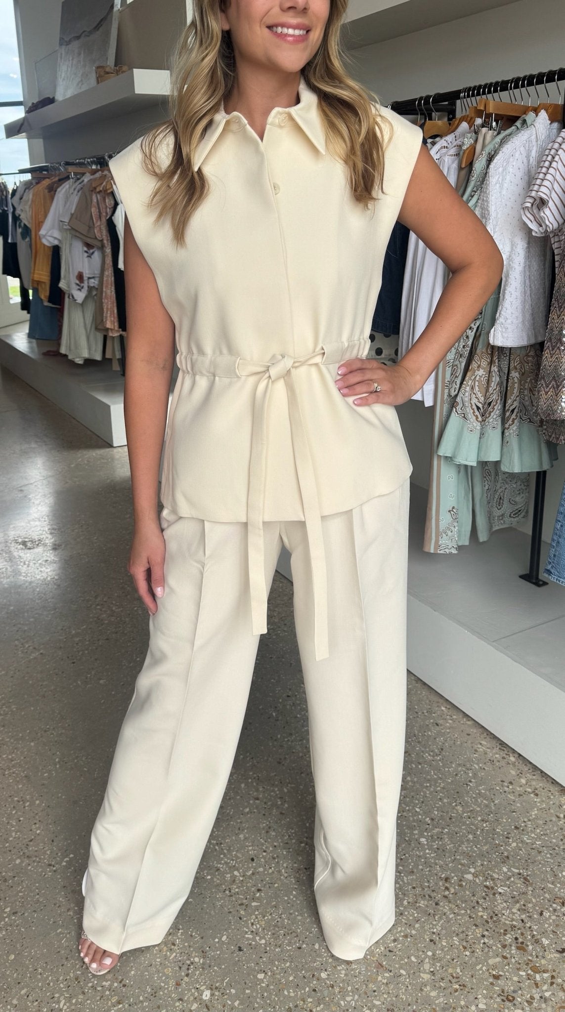 Rice Irena Belted Vest - Amor Lafayette