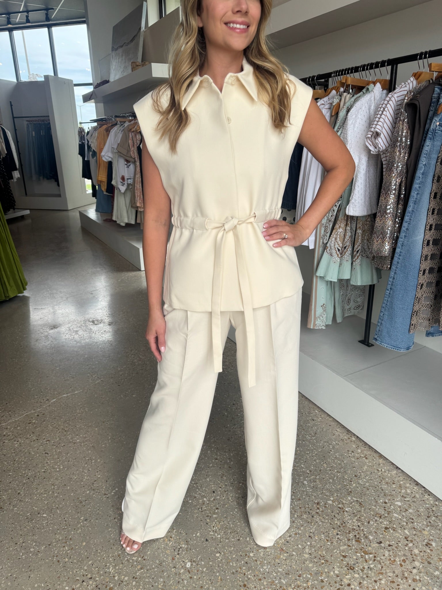 Rice Irena Belted Vest - Amor Lafayette