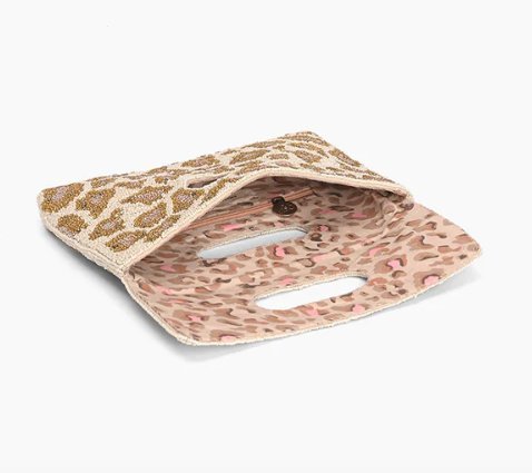 Rose Gold Leopard Clutch with Chain Strap - Amor Lafayette