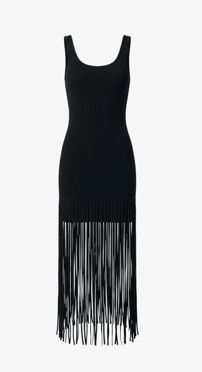 ROXANNE SCOOP NECK MINI DRESS WITH FRINGE - Amor Lafayette