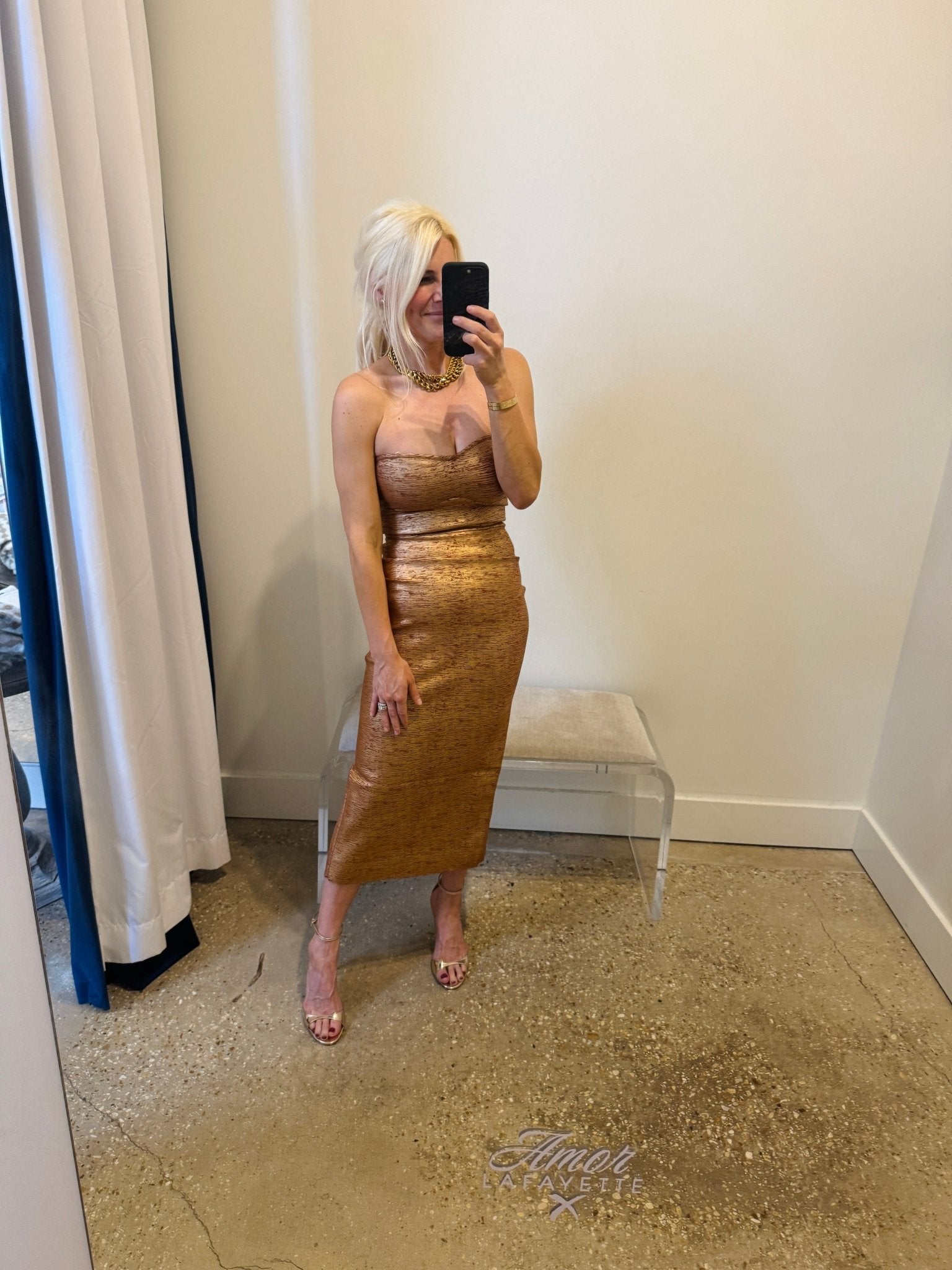 Rust Rhian Midi Dress - Amor Lafayette