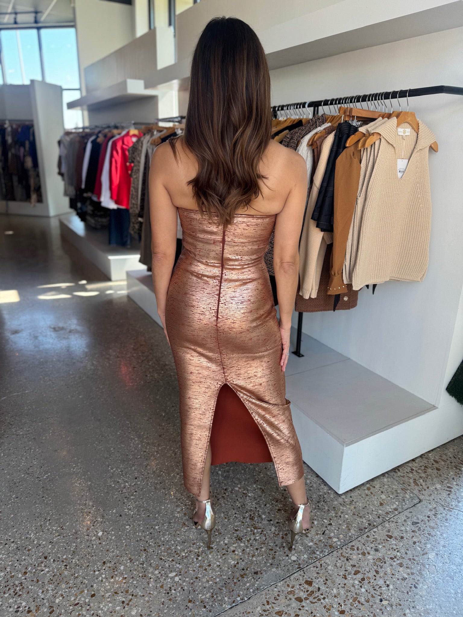 Rust Rhian Midi Dress - Amor Lafayette