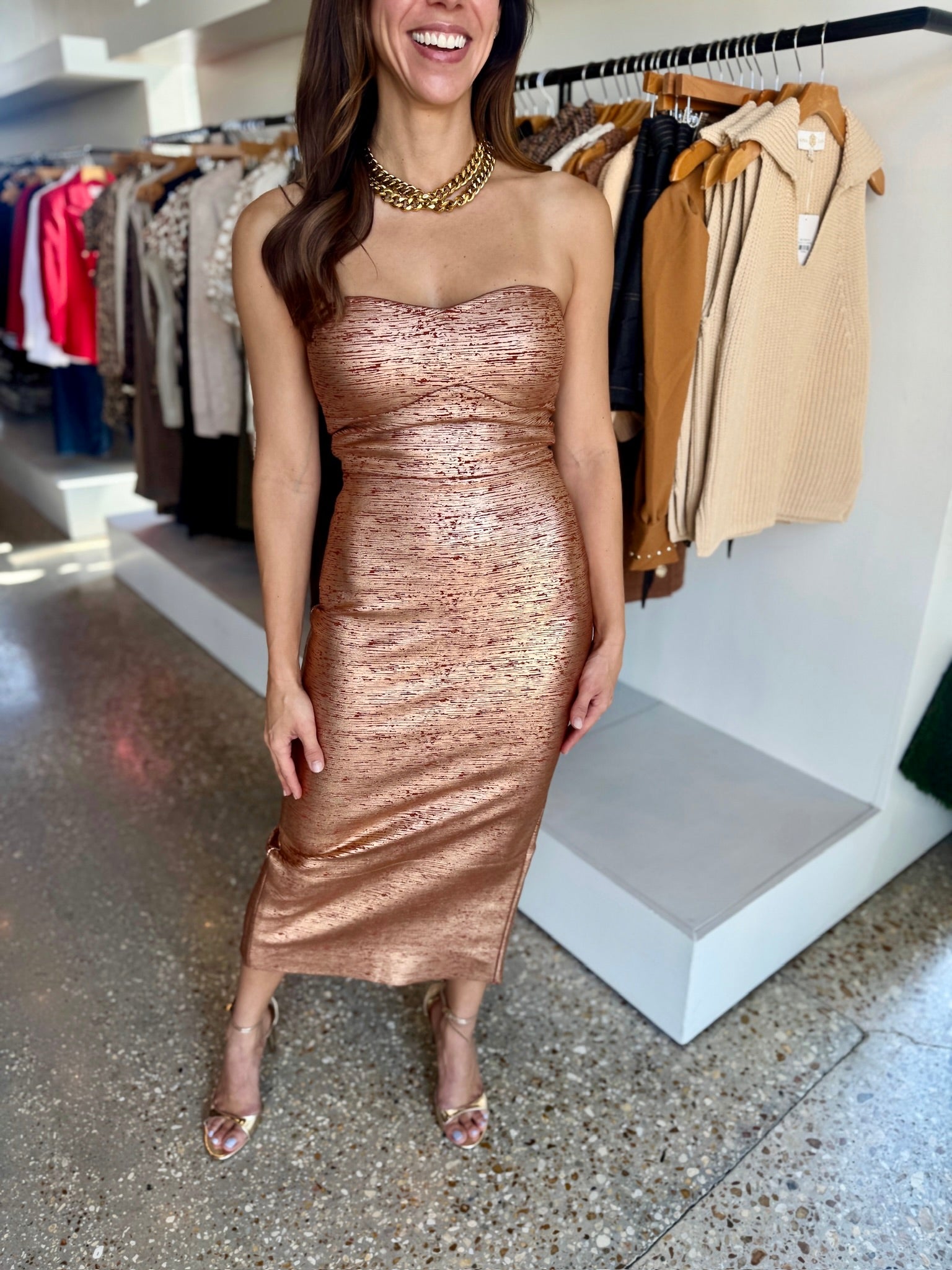 Rust Rhian Midi Dress - Amor Lafayette