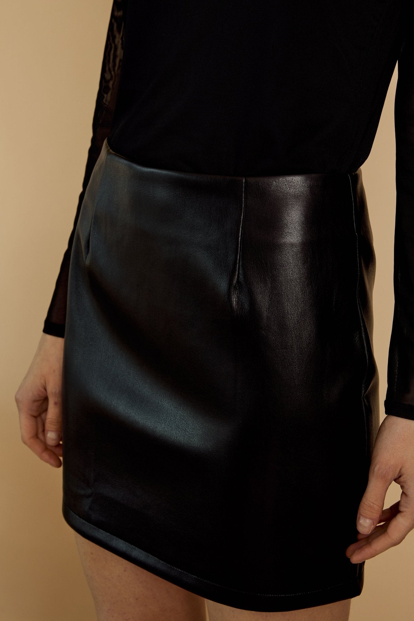 Ruti Skirt in Black Vegan Leather - Amor Lafayette