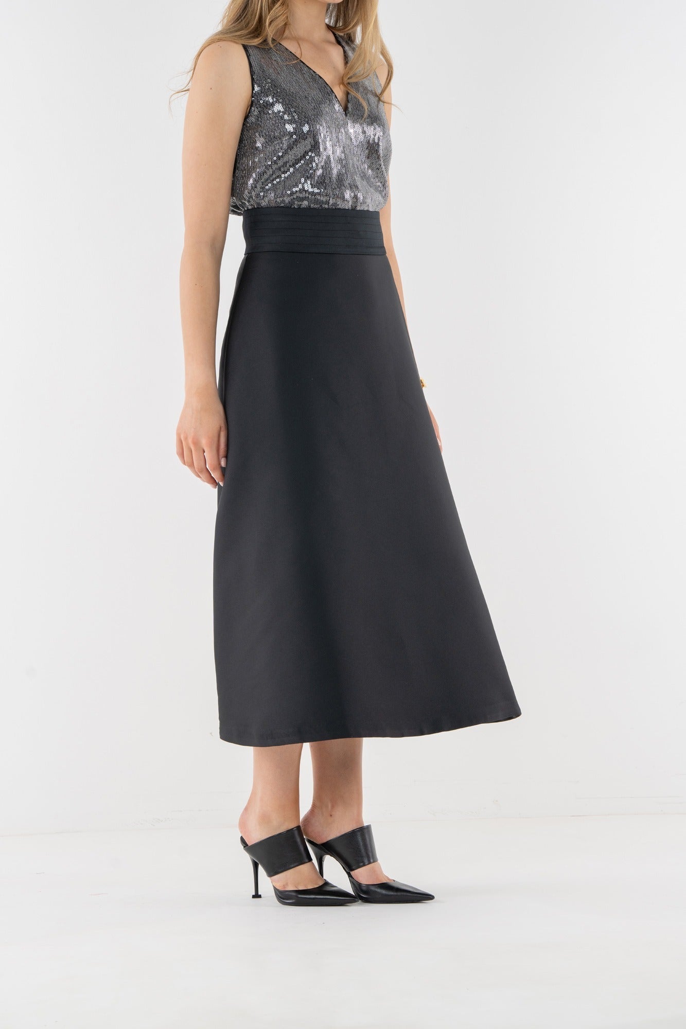 Sable Skirt - Black Tie Poly Silk - Amor Lafayette