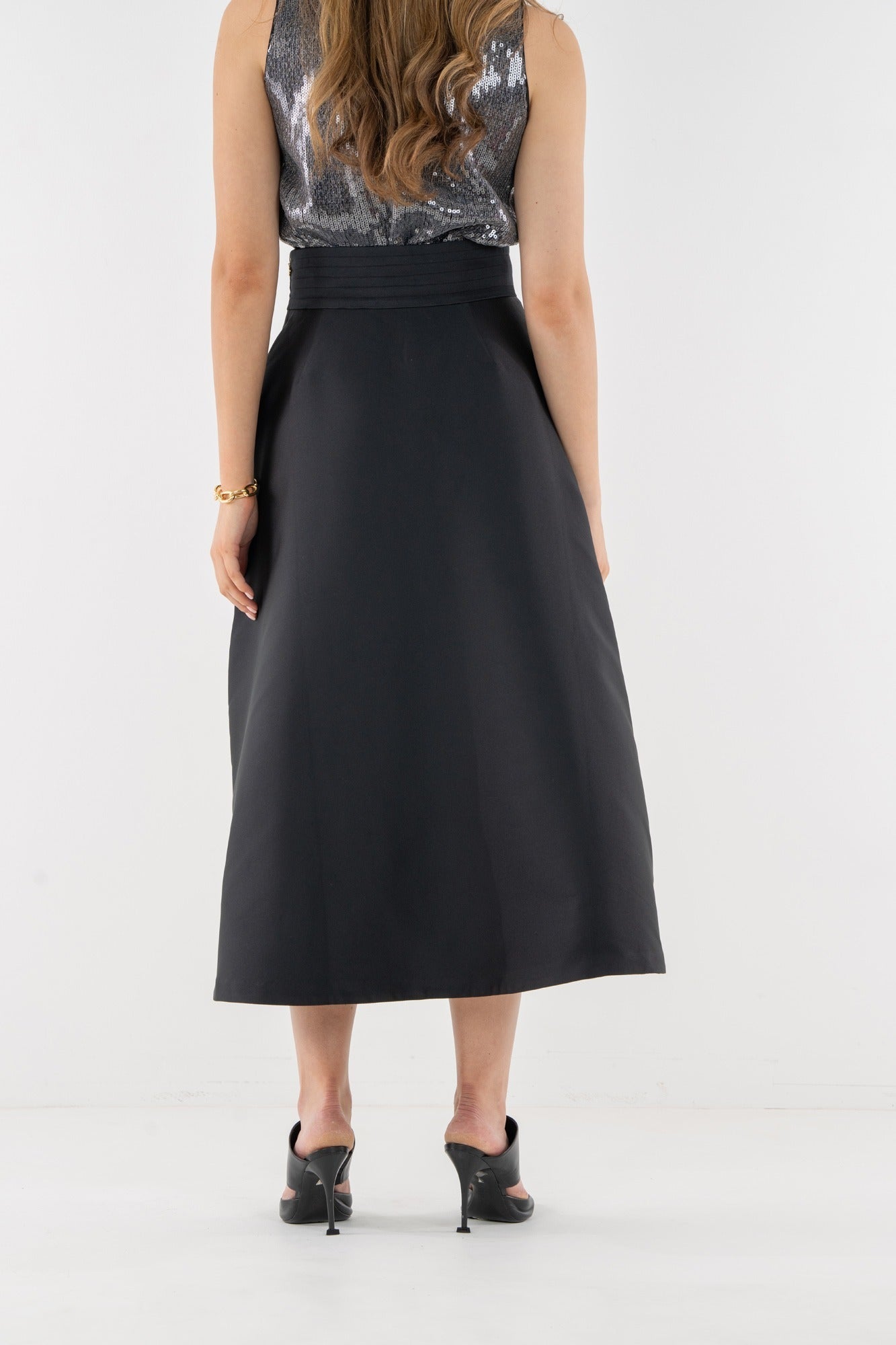 Sable Skirt - Black Tie Poly Silk - Amor Lafayette