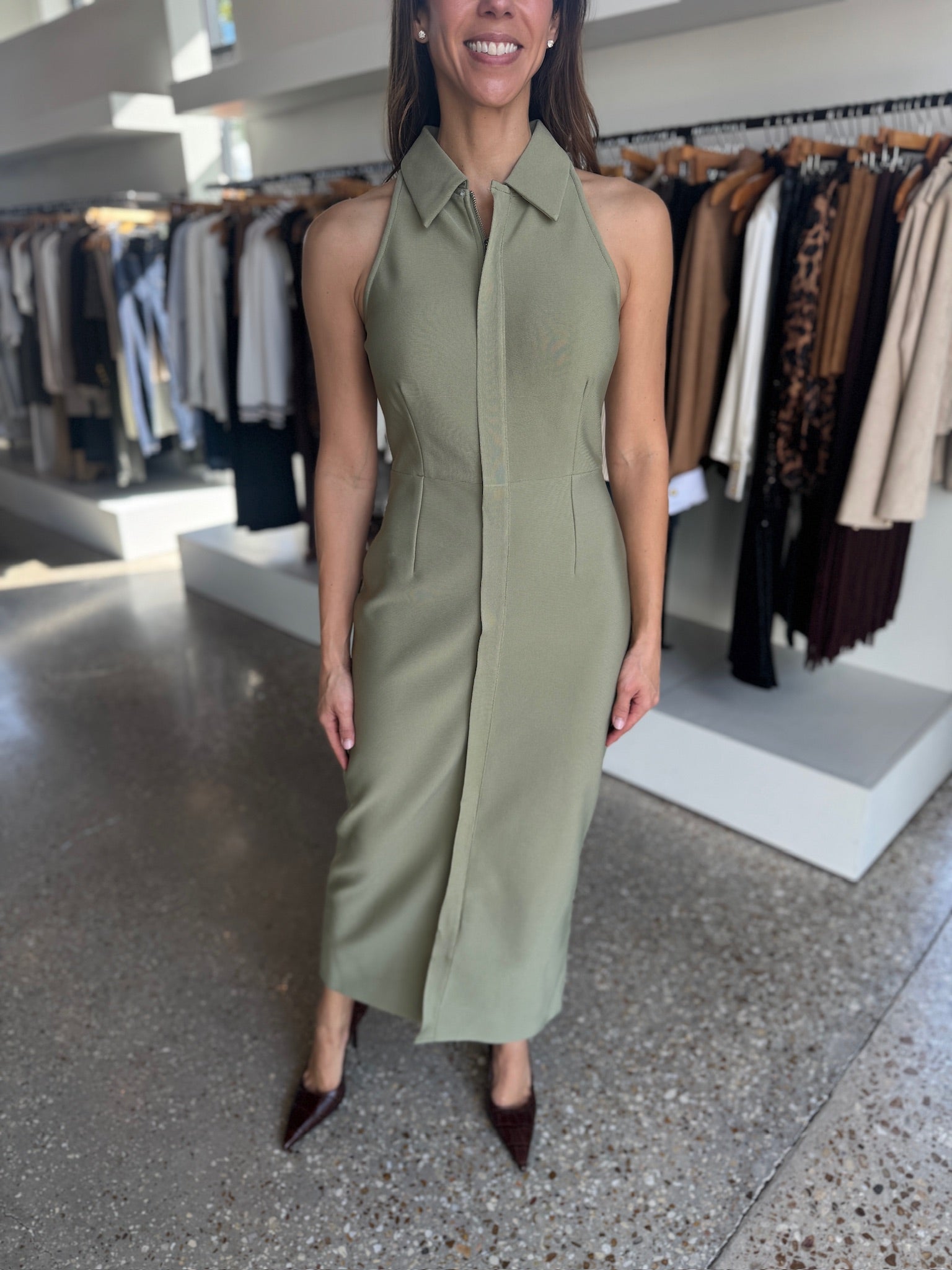 Sage Devon Midi Dress - Amor Lafayette