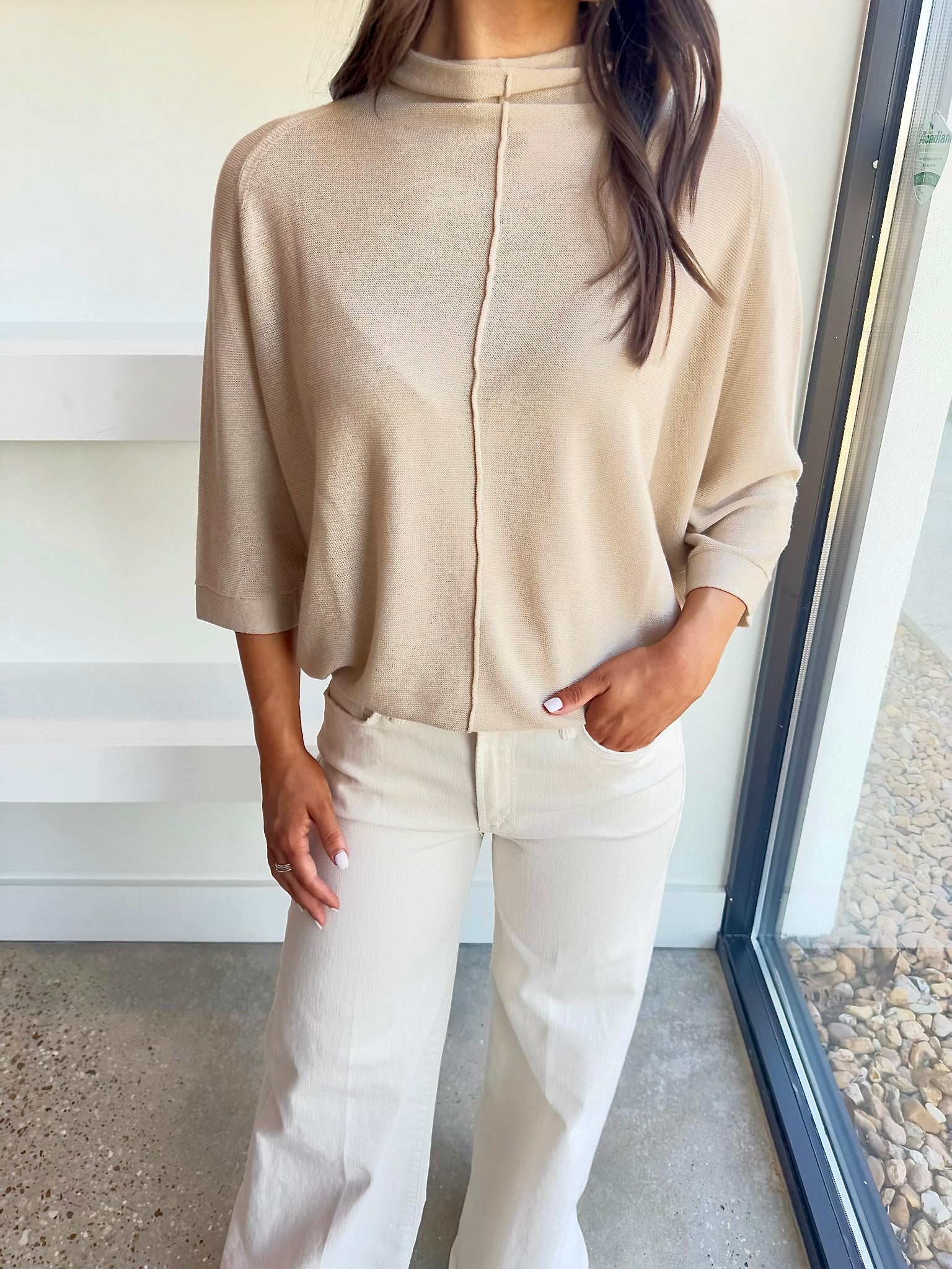 Sand Raglan Batwing Sweater - Amor Lafayette