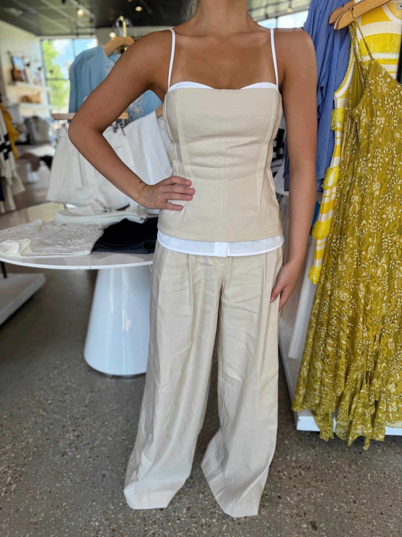 Sand Ramsey Wide Leg Pant - Amor Lafayette