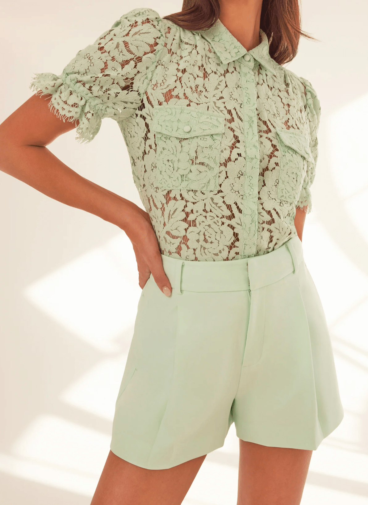 Seafoam Sena Crepe Short - Amor Lafayette