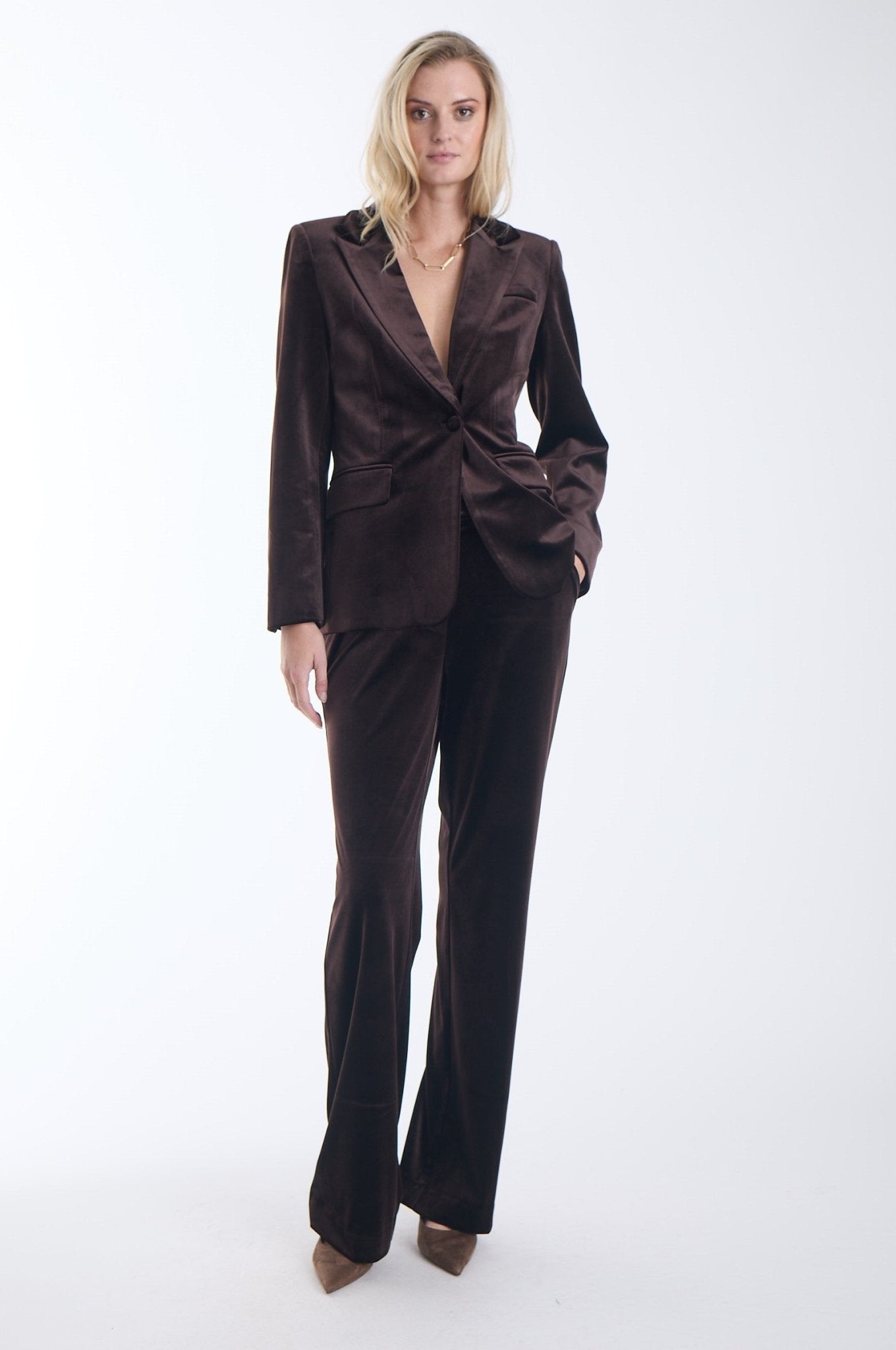Shon Espresso Velvet Jacket - Amor Lafayette