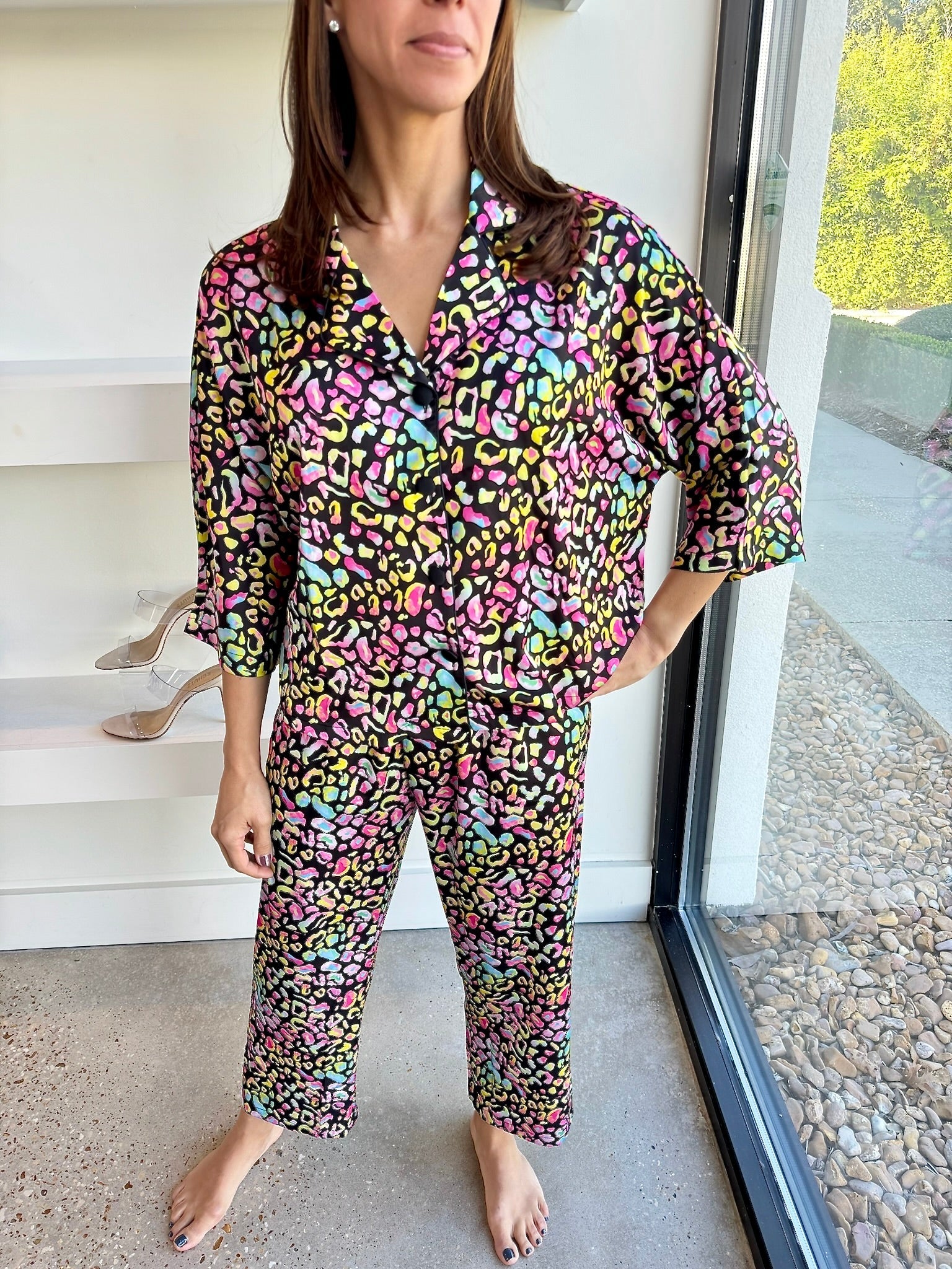 Silky Bright 3/4 Sleeve Pajama Set - Amor Lafayette