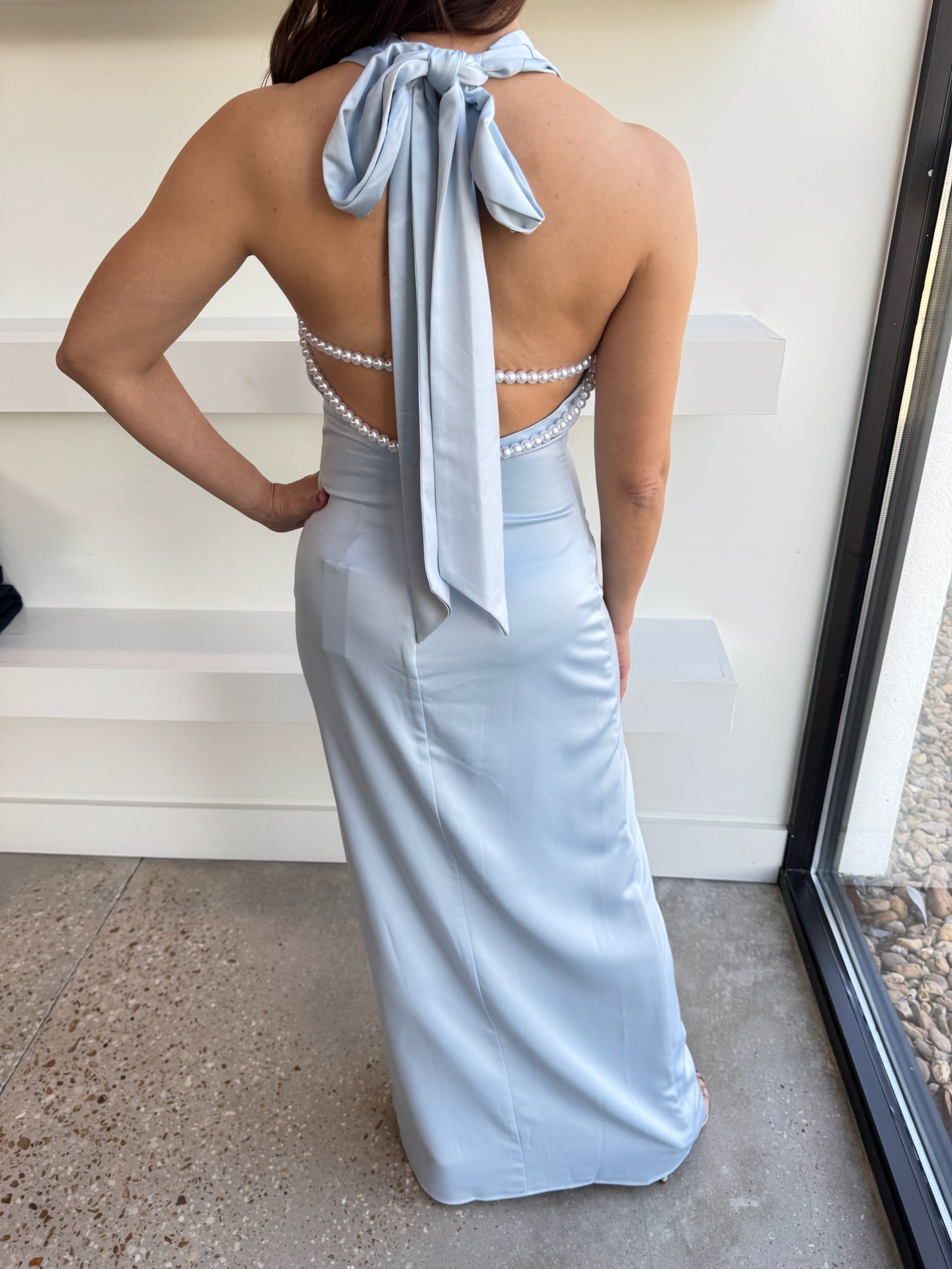 Sky Blue Daley Halter Neck Gown - Amor Lafayette