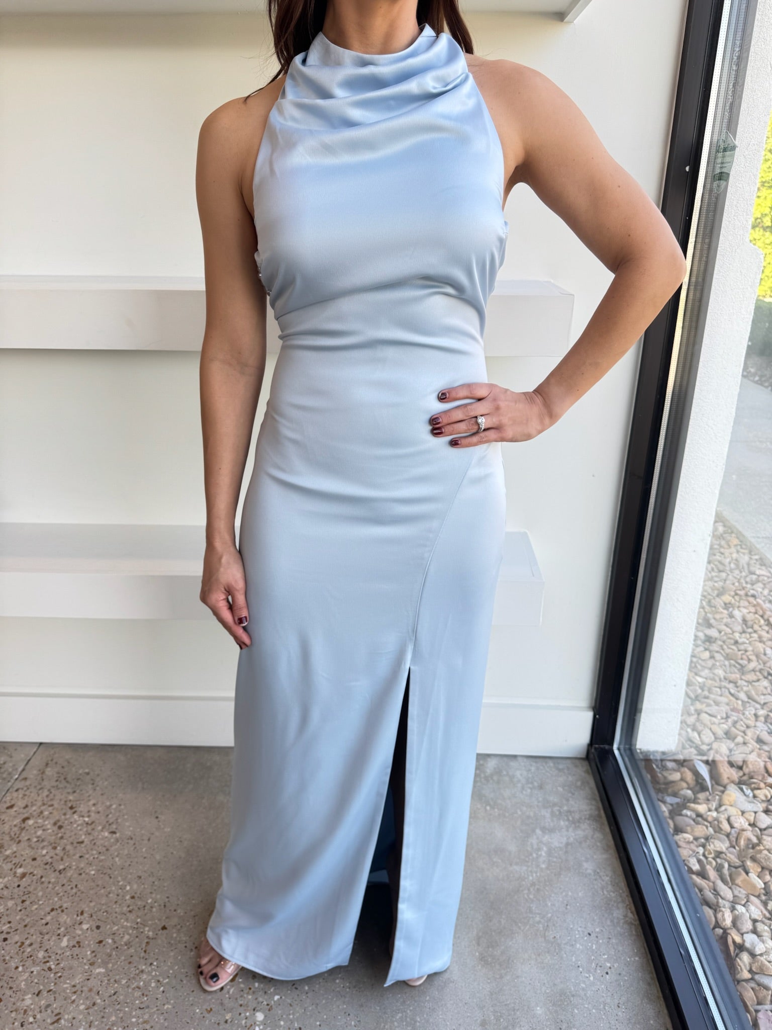 Sky Blue Daley Halter Neck Gown - Amor Lafayette