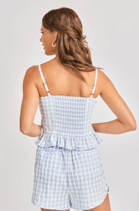 Sky Blue Starlet Gingham Top - Amor Lafayette