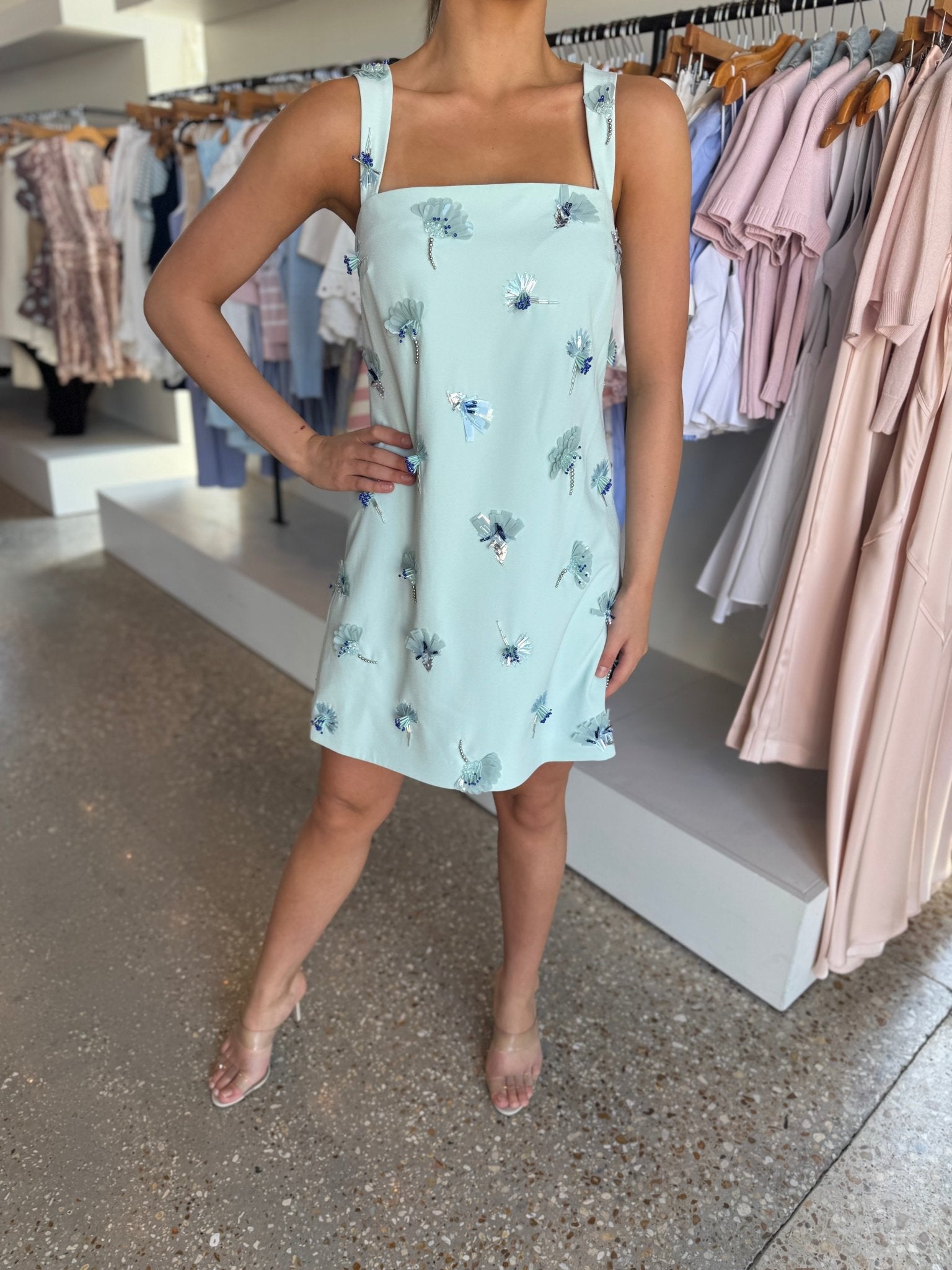 Sky Ella Embellished Mini Dress - Amor Lafayette