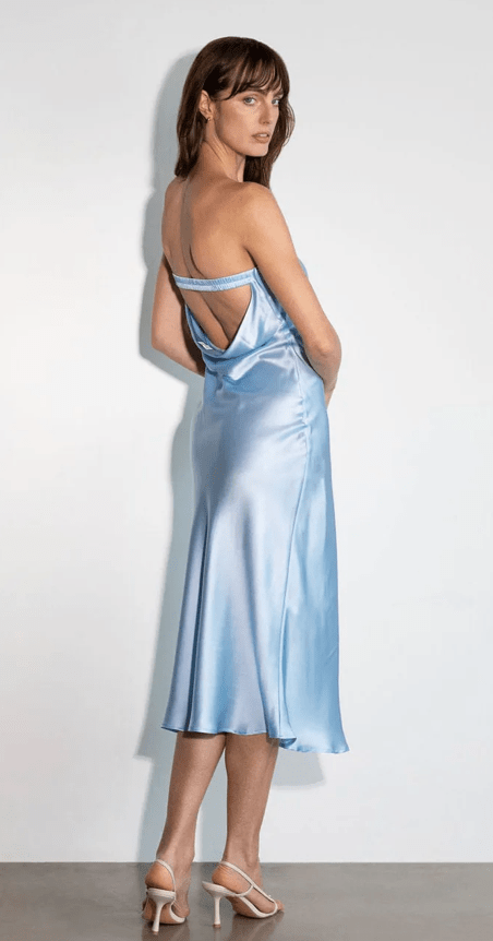 SLOANE STRAPLESS DRESS POWDER BLUE - Amor Lafayette