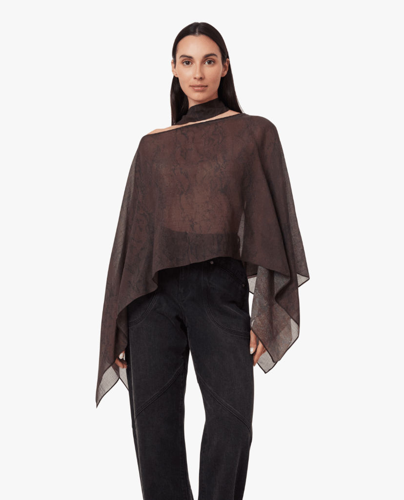 Snake Print Scarf Top - Amor Lafayette