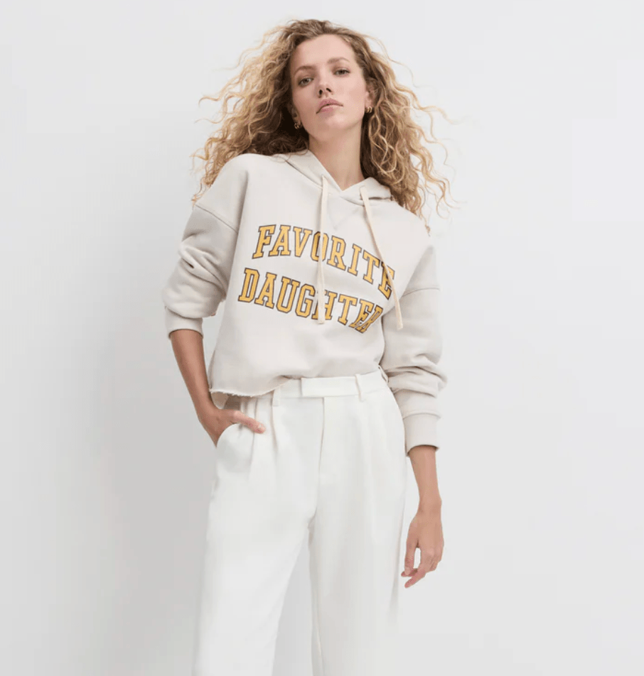 Stone/Dijon The Cropped Collegiate Hoodie - Amor Lafayette