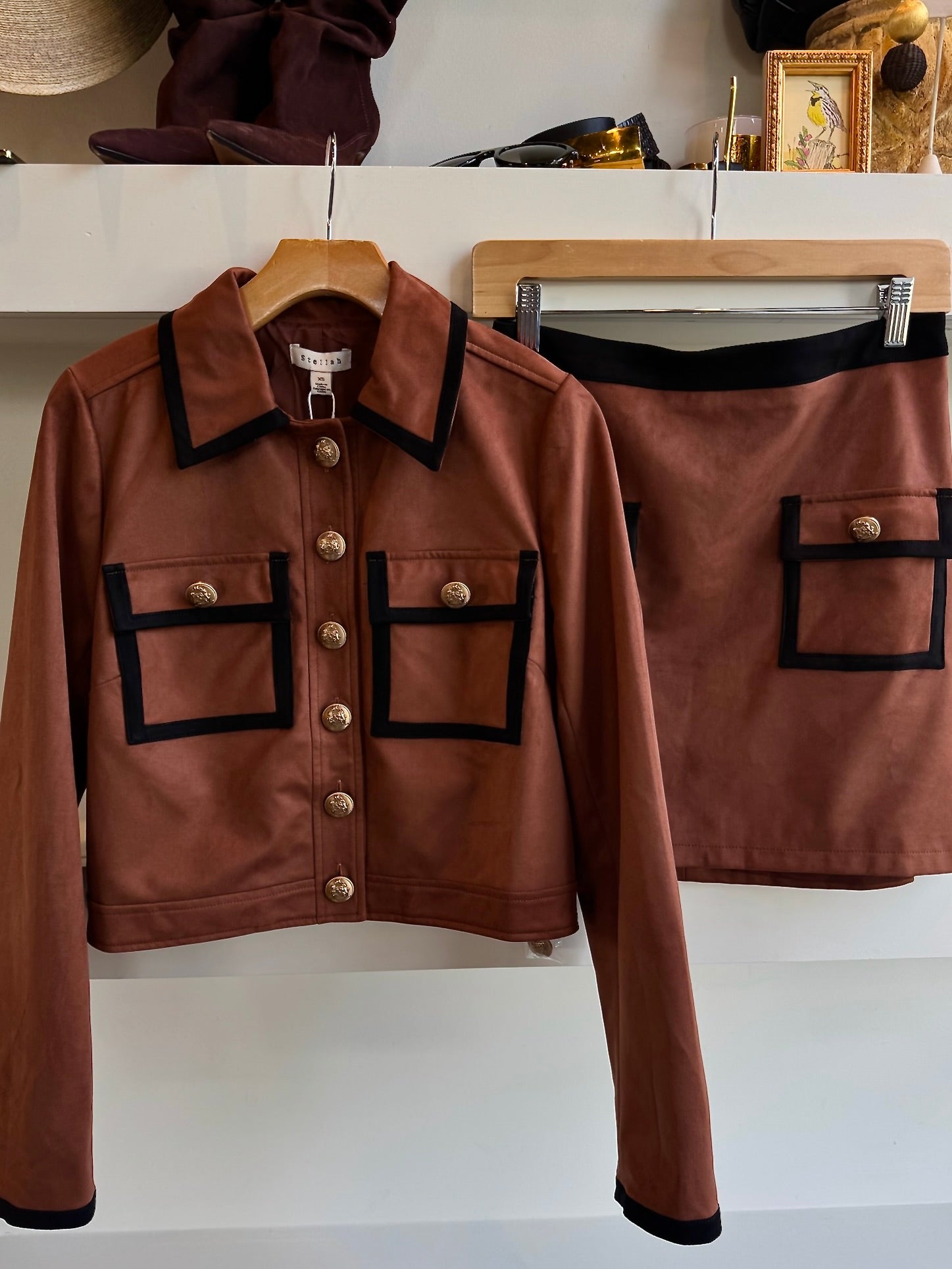 Suede Cognac Skirt - Amor Lafayette