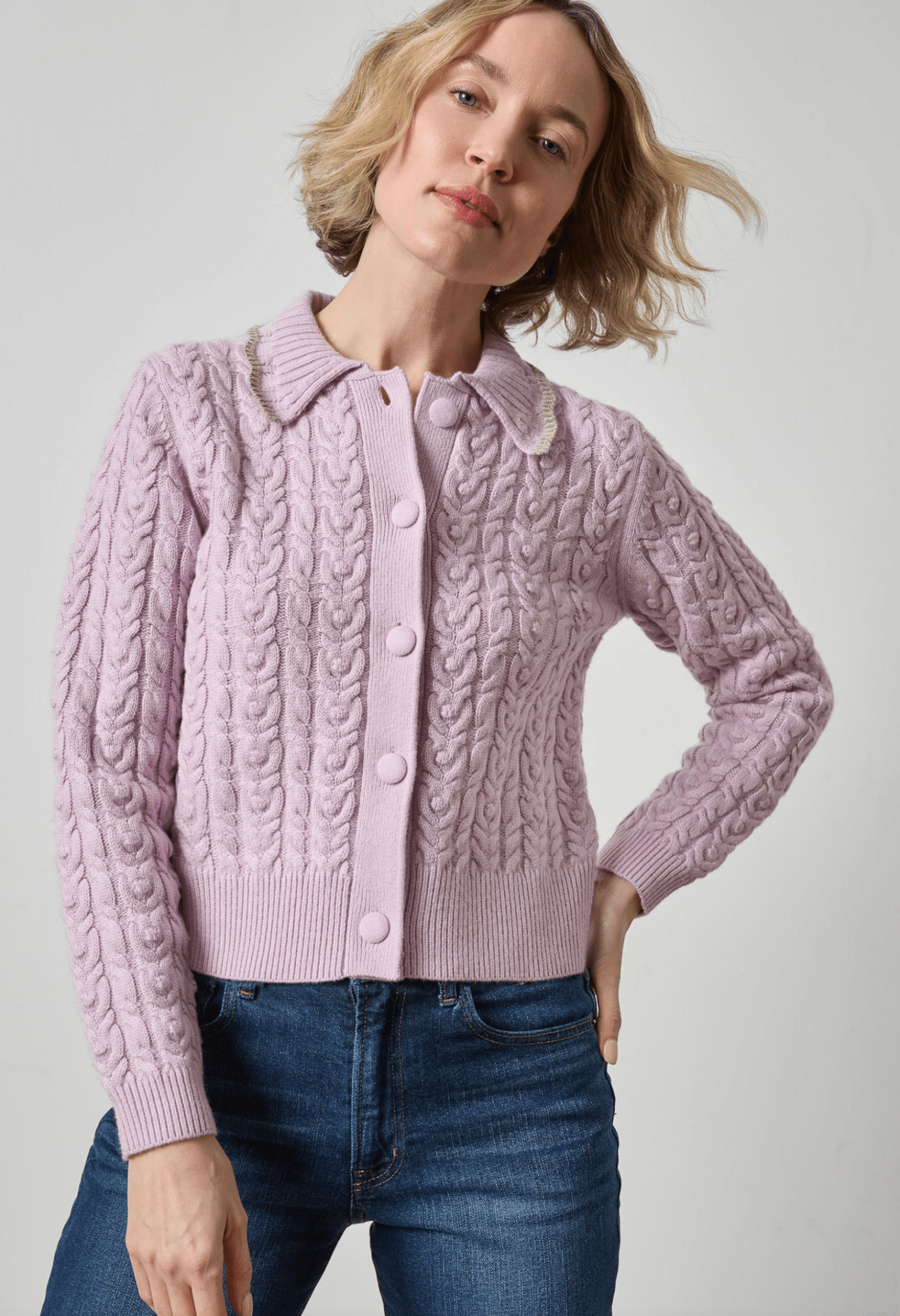 Sugarplum Long Sleeve Polo Cardigan - Amor Lafayette