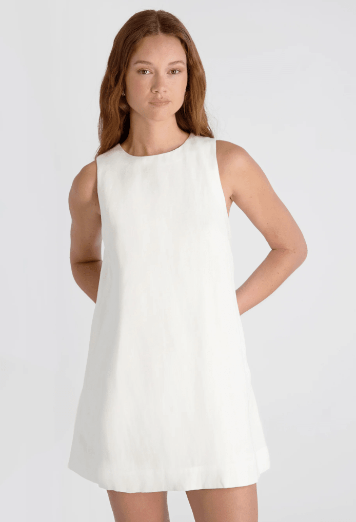Summer White Cooper Linen Mini Dress - Amor Lafayette