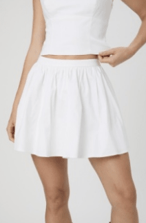 Summer White Cotton Sateen Mini Skirt - Amor Lafayette