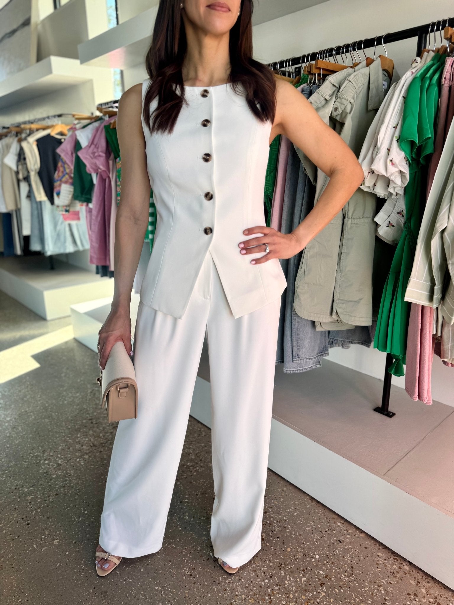 Summer White Harrie Suiting Trouser - Amor Lafayette