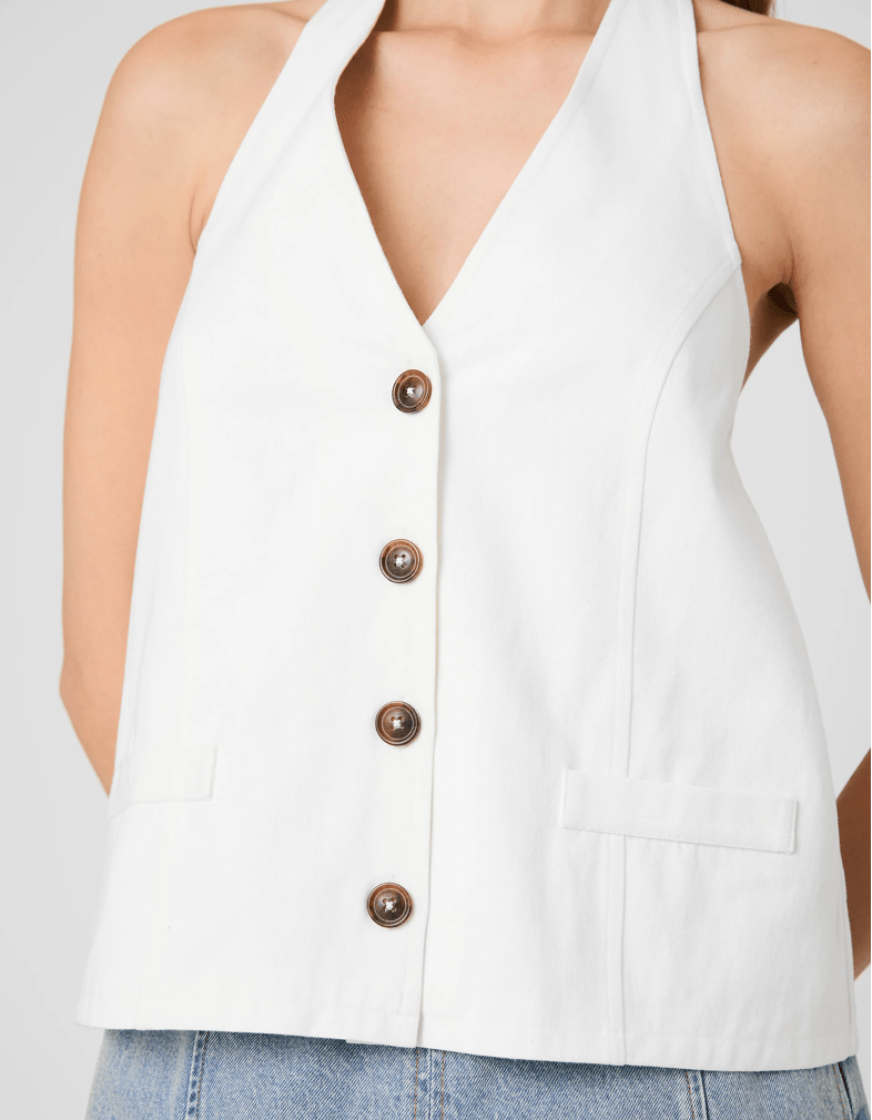 Summer White Keller Cotton Twill Top - Amor Lafayette