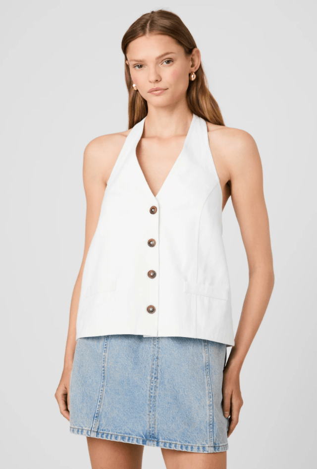 Summer White Keller Cotton Twill Top - Amor Lafayette