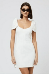 Summer White Whisper Gathered Sleeve Dress - Amor Lafayette