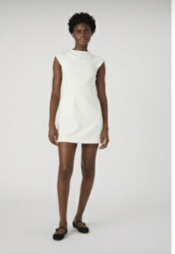 Summer White Whisper Mock Neck Dress - Amor Lafayette