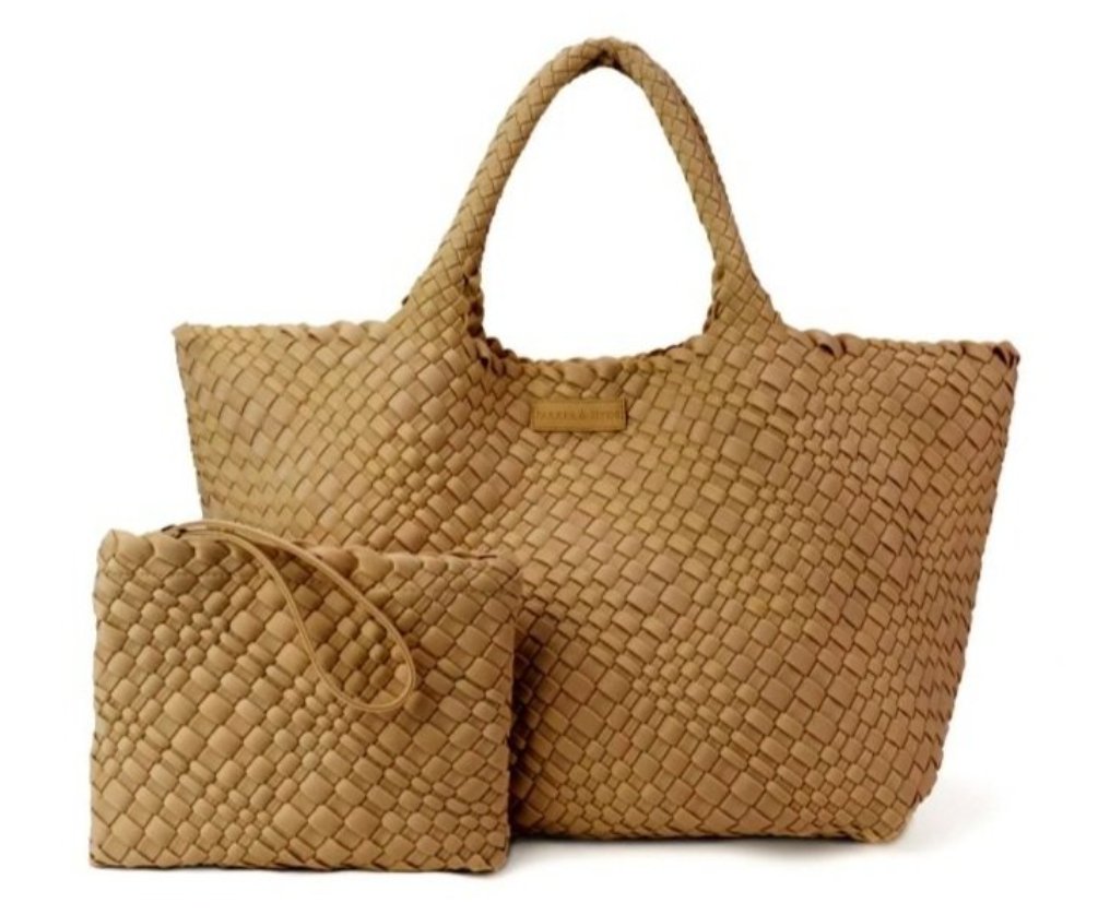 Tan Oversized Woven Tote - Amor Lafayette