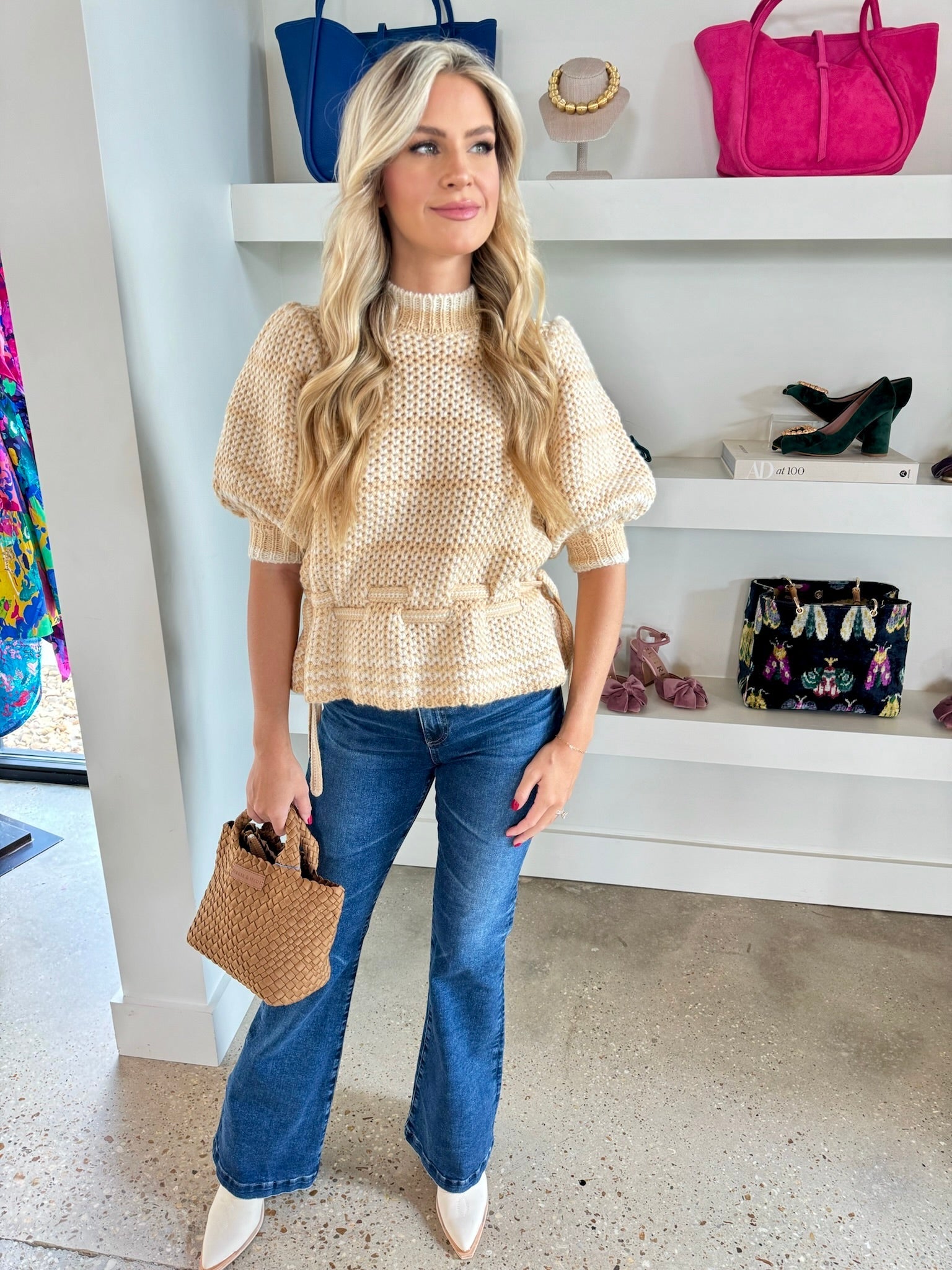 Tan/White Alexa Sweater - Amor Lafayette