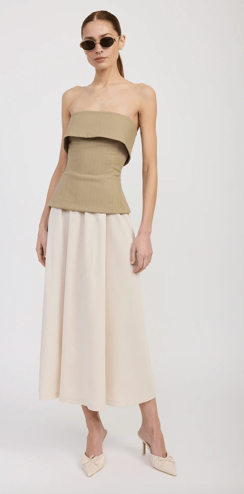Taupe Arden Mixed Media Midi Dress - Amor Lafayette