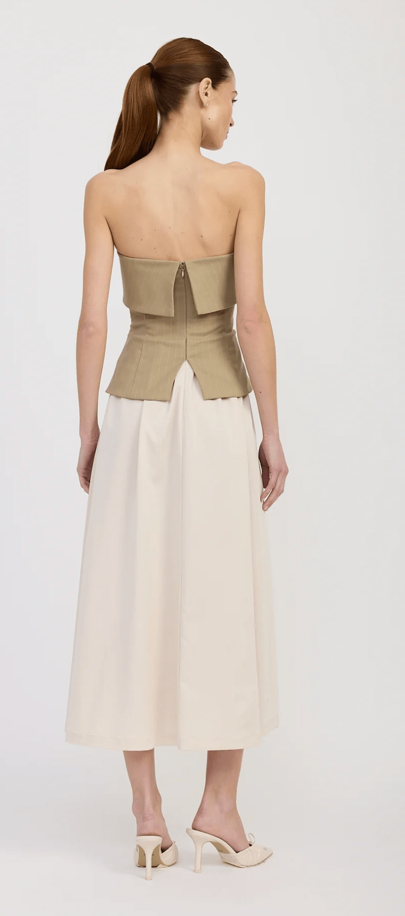 Taupe Arden Mixed Media Midi Dress - Amor Lafayette