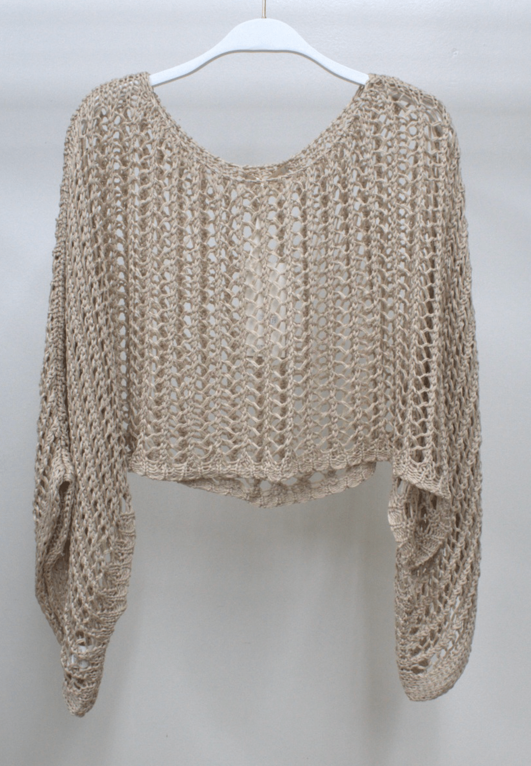Taupe Crochet Knit Top - Amor Lafayette