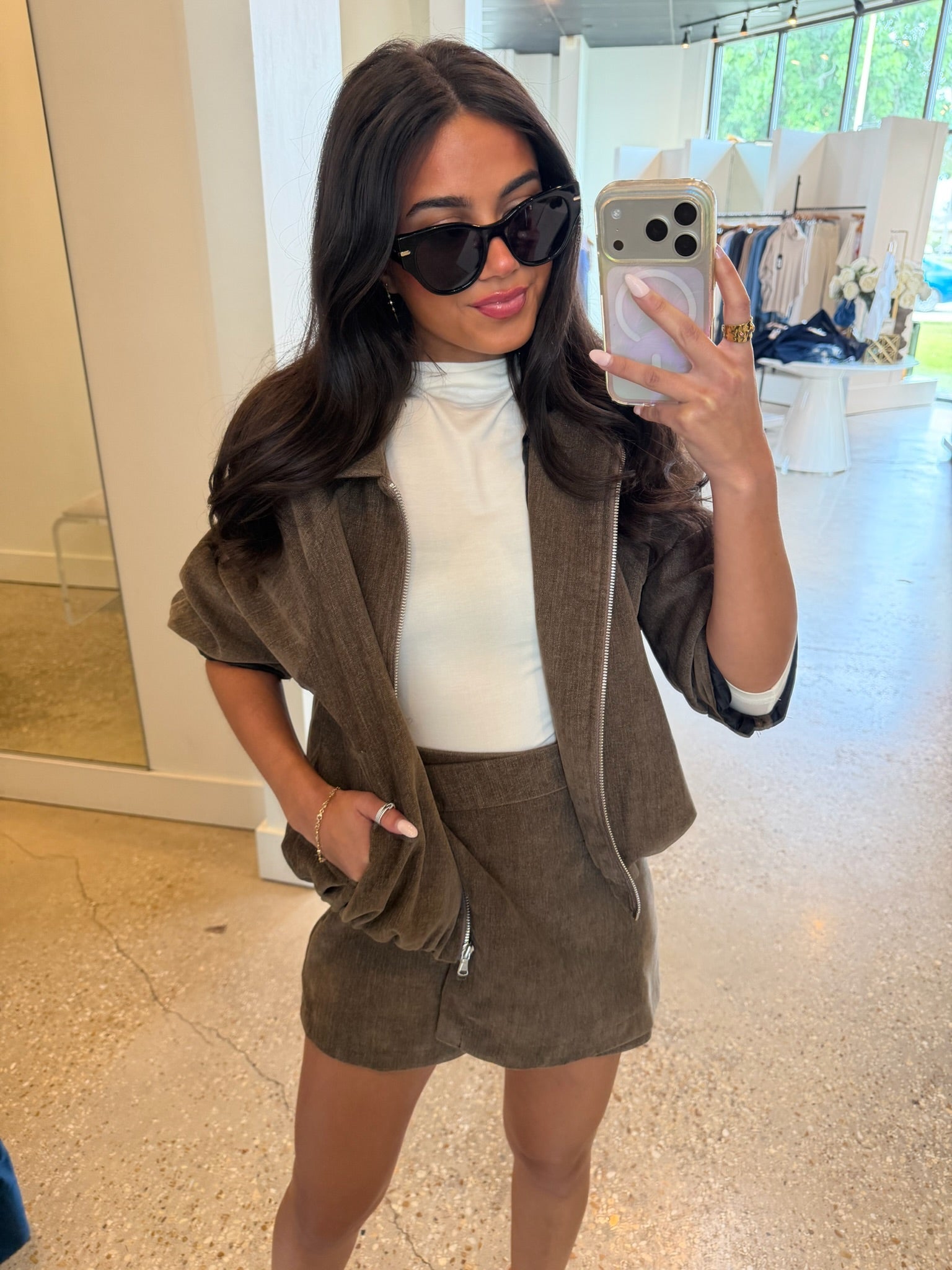 Taupe Poppy Skort - Amor Lafayette